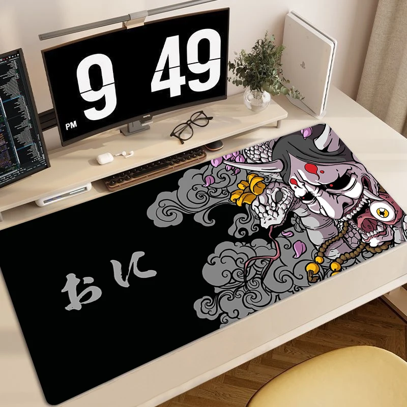 

Anime Oni Mouse Pad Gamer Japanese Desk Mat Large Mousepad XXl Rubber Gaming Mouse Mat 900x400mm HD Print Computer Keyboard Mats