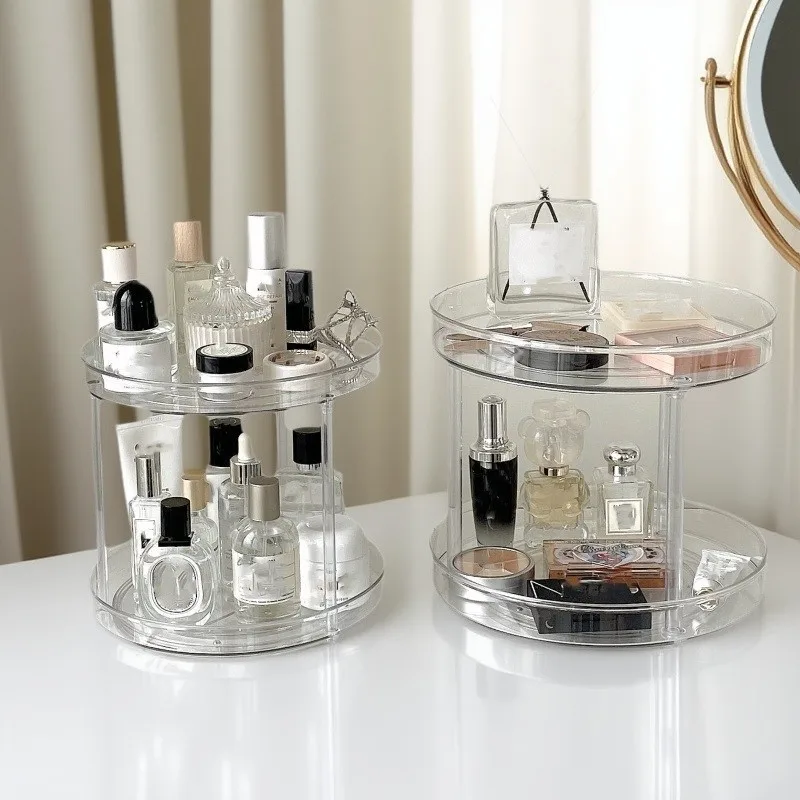 Two-layer spice rotating rack in the kitchen, tabletop condiment organizer, spice turntable storage rack
