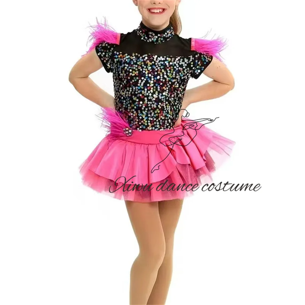 

Leotard Sequins Jazz Dance Costumes Hip Hop Dance Costumes Girls Ballet Tutu Dress Stage Performance Costumes