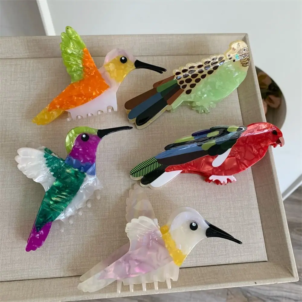 

Fashion Cute Acetic Acid Hair Claw Grasp Parrot Bird Hair Clip Peacock Woodpecker Cartoon Animal Shark Clip Travel