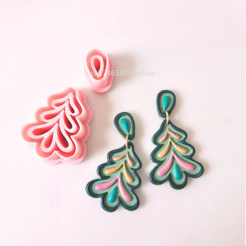 CHRISTMAS TREE TEARDROP Polymer Clay Earring Dangle Cutters Christmas Pottery Clay Winter Whimsical Debossed Earrings Hand Tools