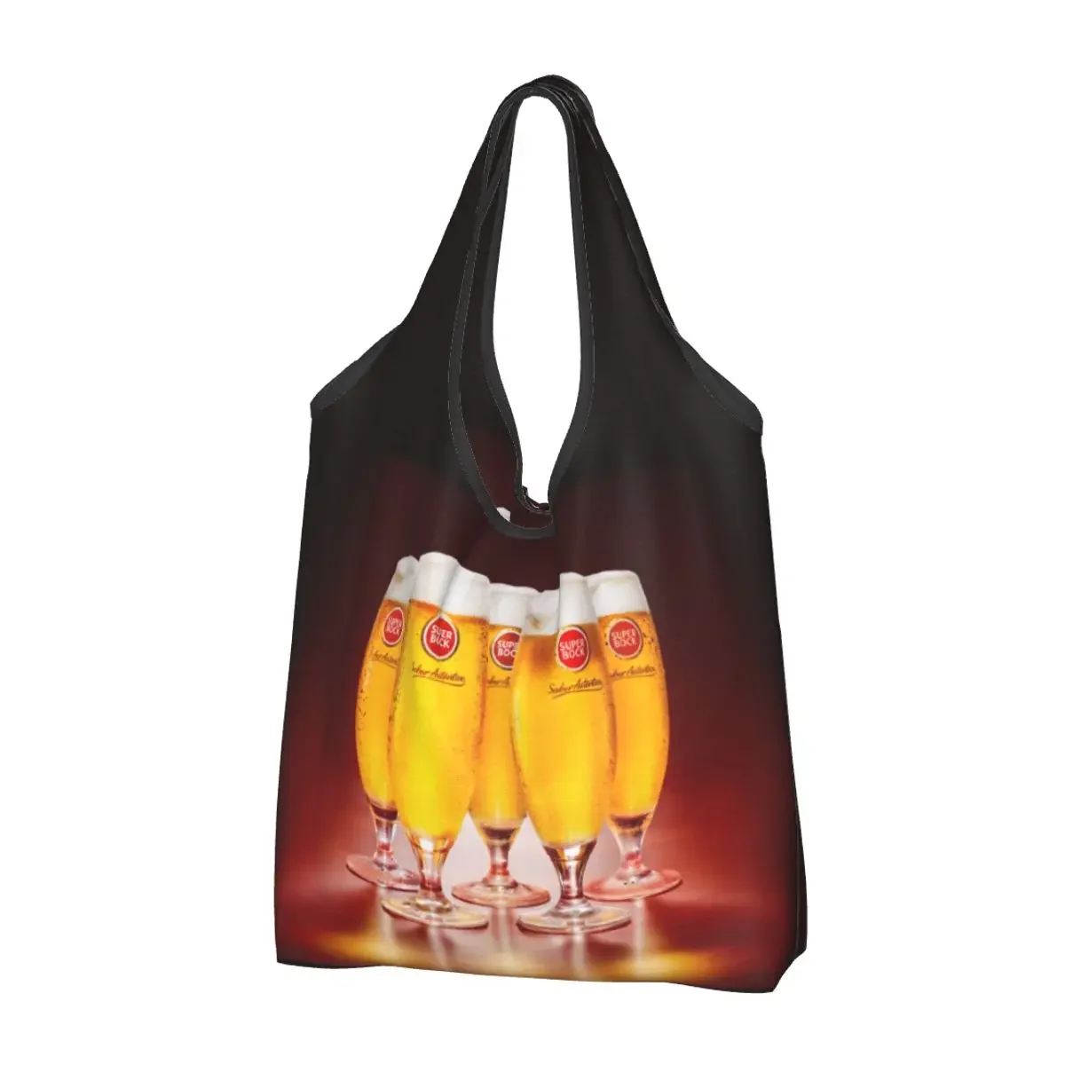 

Super Bock Portable Tote Shopping Bags Large Capacity Shopper Bag Groceries Handbag Shoulder Bag