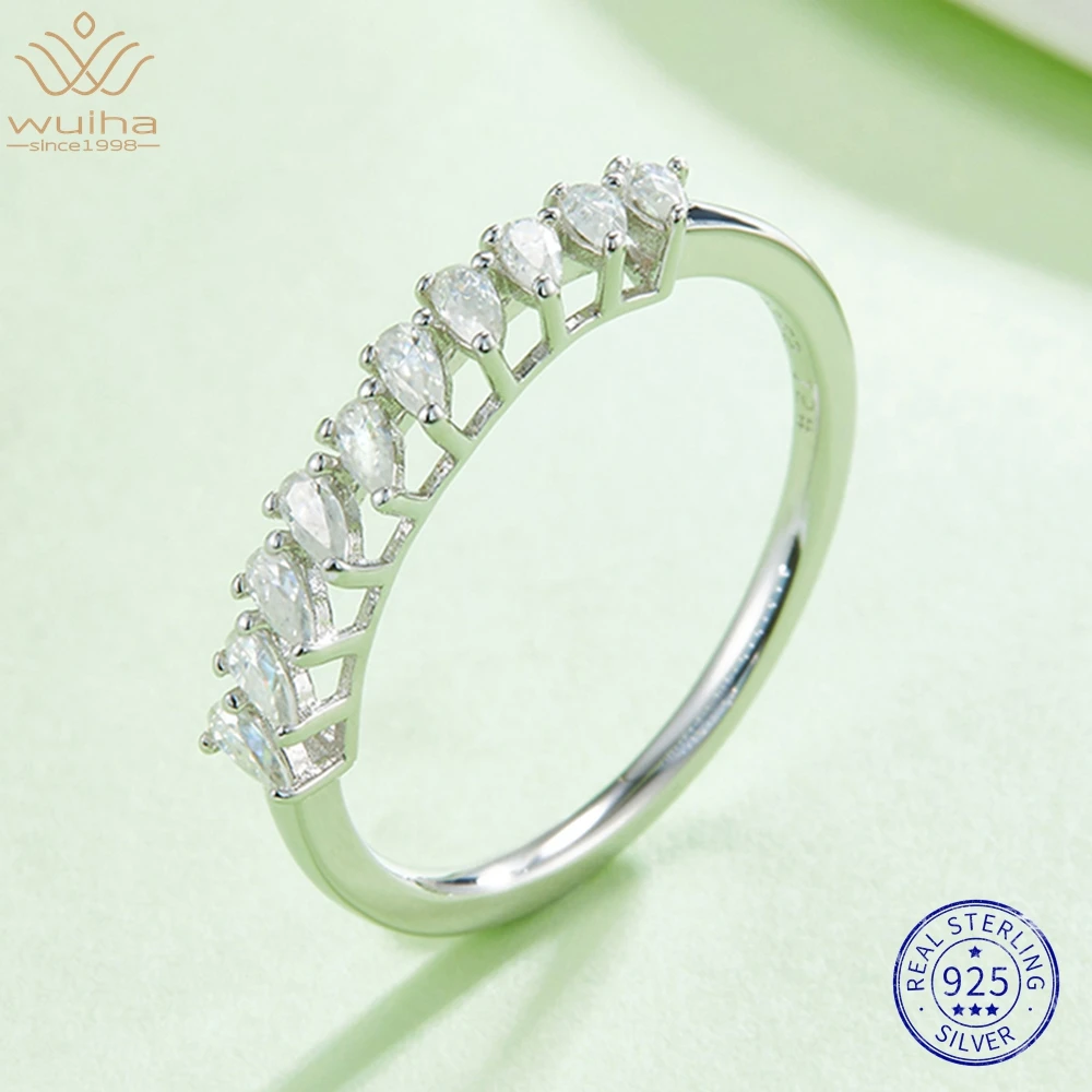 

WUIHA Classic Pear Cut Moissanite Diamond Ring for Women Wedding Gift 925 Sterling Silver Anniversary Fine Jewelry Drop Shipping