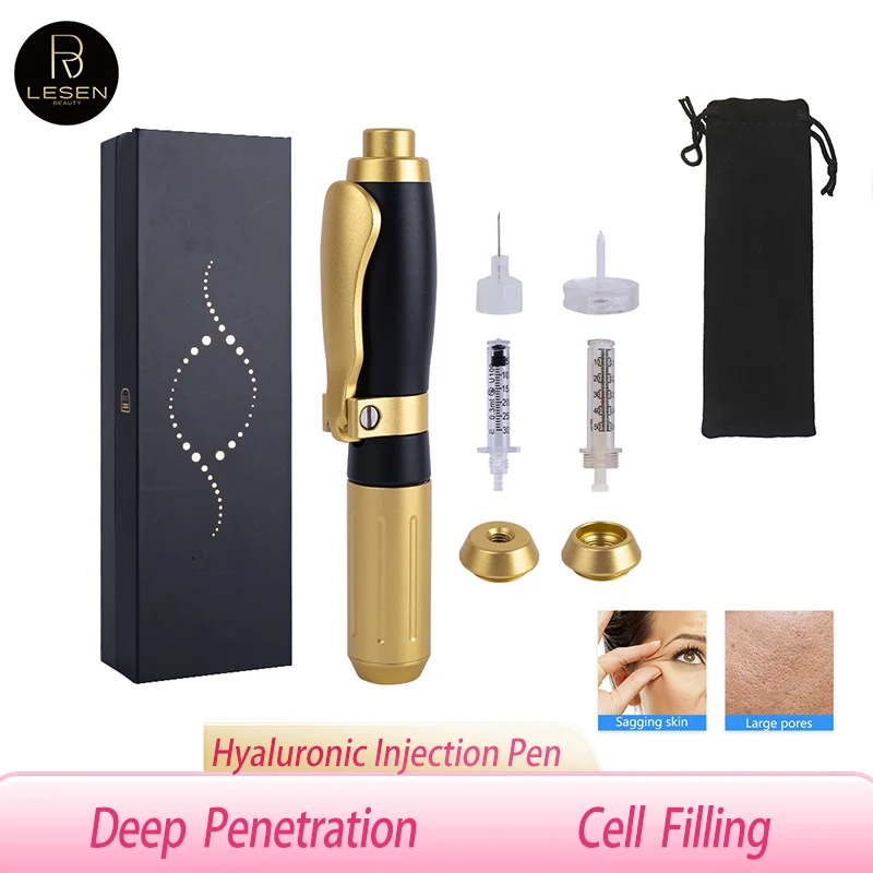 

2 IN 1 Adjustable Hyaluronic Acid High Pressure Pen 0.3ml&0.5ml Ampoule Gold Hyaluronic Acid Pen Nebuliser Lip Anti-Wrinkle Devi