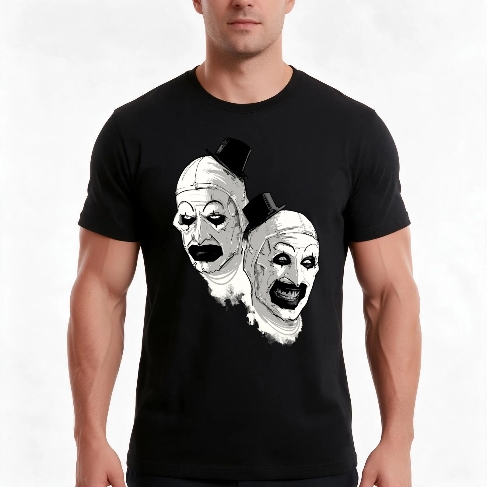 Comedy Tragedy T-Shirt Summer Casual Cotton Tee Oversized Streetwear Tops Vintage Graphic Print Loose Fit Short Sleeve