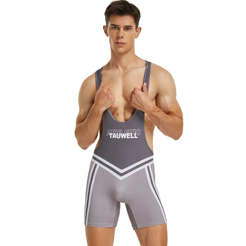 Men Causal Undershirts Leotard Fitness Seamless Bugle Pouch Underwear Rompers Wrestling Singlet Bodysuits Boxers One Piece 2XL