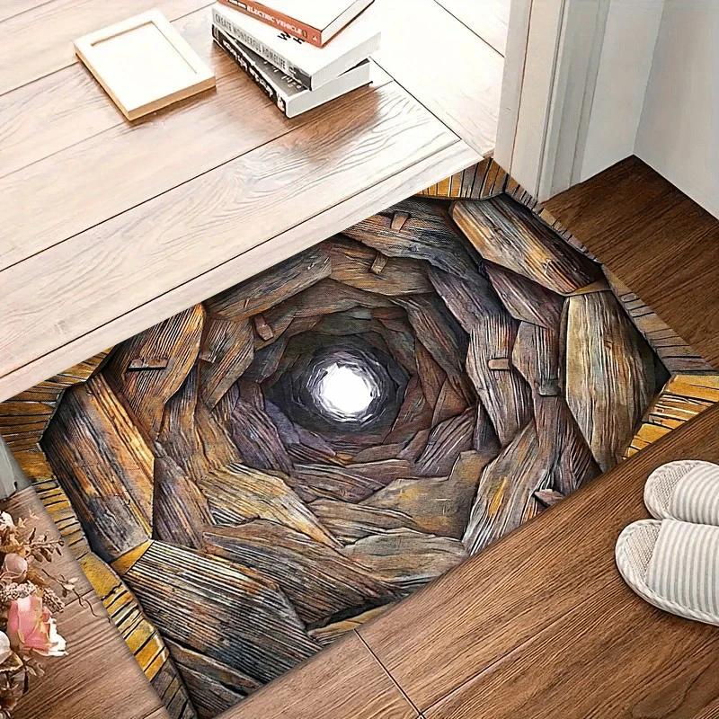 3D Rugs for Bedroom Wooden Tunnel Illusion Carpet Non-Slip Durable Floor Mat Home Carpets for Living Room Washable Alfombra Gift