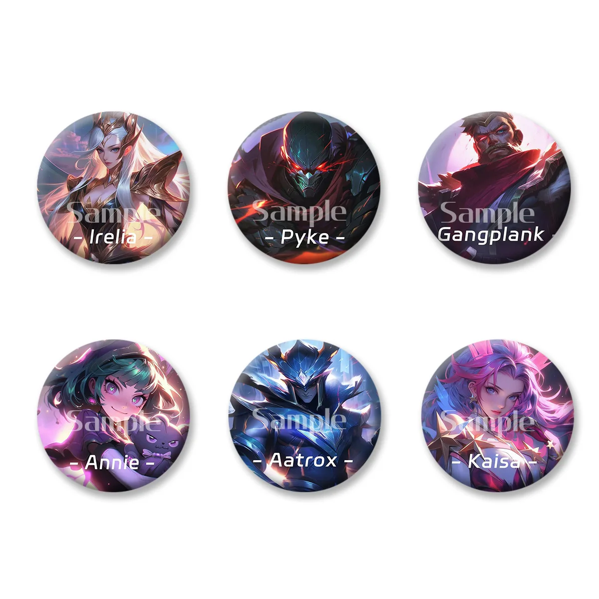 

LOL Game Role Kaisa Pyke Annie Lrelia Flash Badges Button PinsBrooch Keychains Makeup Mirror Fridge Magnet Gift for Kids Friends