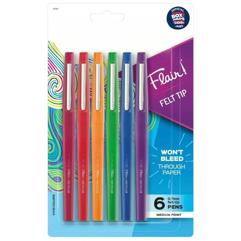 

Flair Felt Tip Pens, #1 Teacher Choice, Medium Point 0.7mm, Pastel Colors, 6 Count