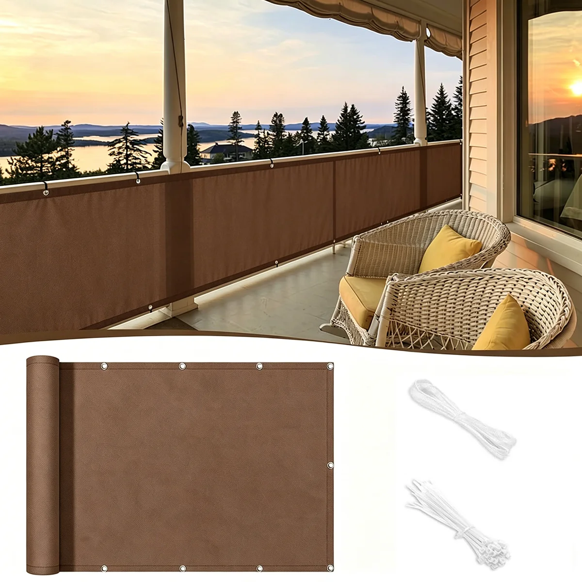 

Privacy cloth for balcony, garden, privacy fence screen, privacy cloth for backyard, porch, railing and swimming pool, brown