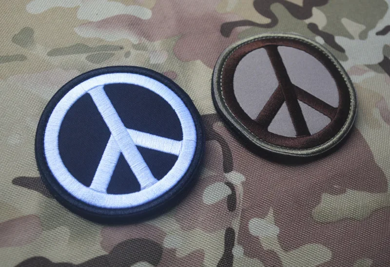 Peace Sign Armband Haak & Loop Sluiting Op Rugzak Borduurwerk Patches Morele Badge Decoratie Voor Kleding En Tassen