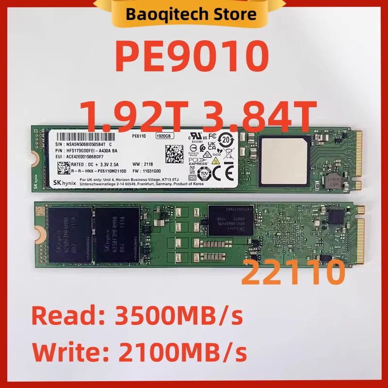 PE9010 1.92 T 3.84T M.2 nvme 22110 PCIe Gen 3.0x4  Enterprise Server Solid State Drive SSD FOR SK Hynix