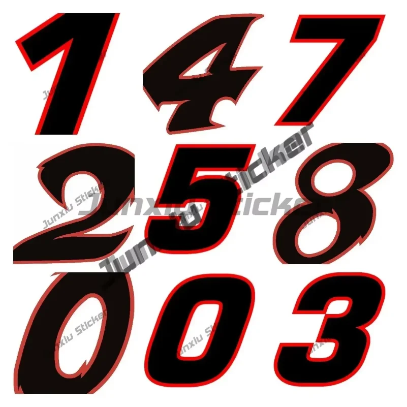 

Creativity Vinyl Sticker Decal Black Red Outline Quare Font Race Numbers 0123456789 Racing Number Sticker for Car Motor Bike