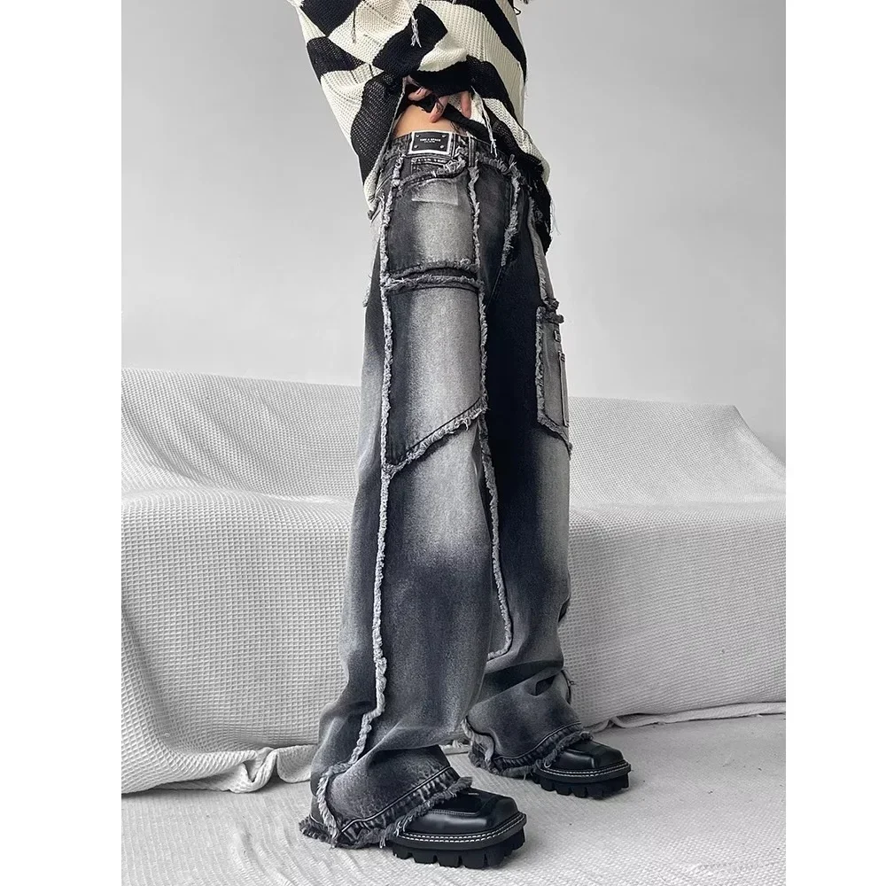 Men's Gothic Baggy Jeans 2022 Punk Y2K Streetwear Vintage 90s Women Wide Leg Denim Cargo Pants Men Harajuku Grunge Trousers Male