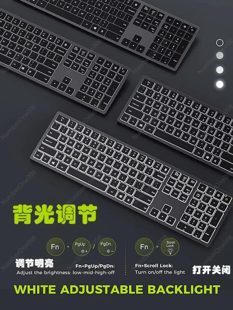 Business Wireless Backlit Keyboard 2.4G Silent Mouse Keyboard Set Rechargeable Full Size Ultra-thin Keyboard and Mouse Set