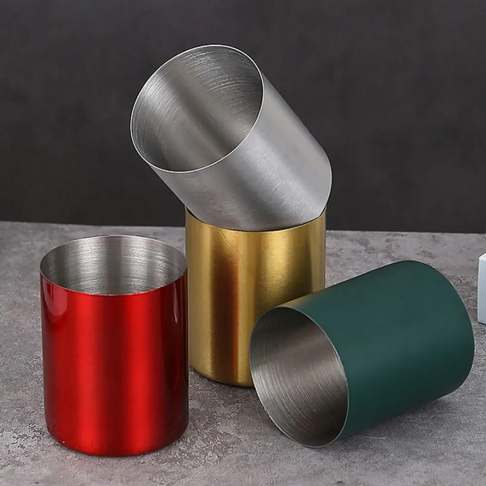 1pcs Stainless Steel Pen Holder Thickened Desktop Organizer Stationery Storage Bucket Multi-color Makeup Brush Holder