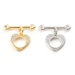 Sweet Copper Toggle Clasps Gold Color Heart Rhinestone Charms DIY Making Necklace Bracelet Jewlery Findings 20mmx20mm,1PC