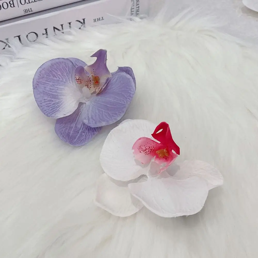 Cloth Butterfly Flower Hair Clip Korean Style Bohemian Style Orchid Flower Hairpin Ponytail Clip Butterfly Orchid Girl Hair Clip