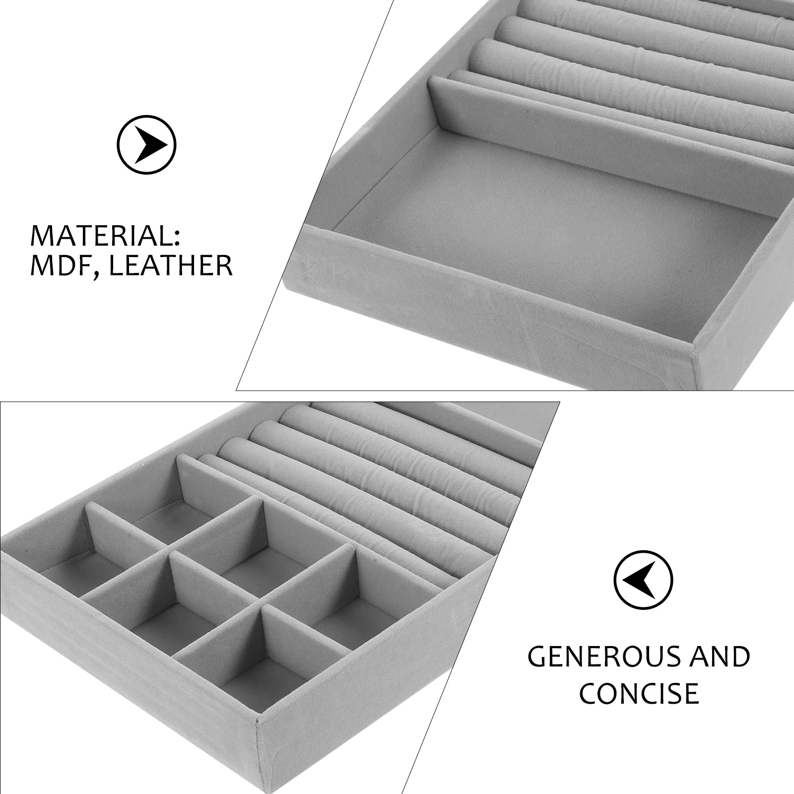 

1Pcs Jewelry Storage Plate High-End Design Jewelry Display Tray Flannel Lining for Bedroom Dresser Storage Tray
