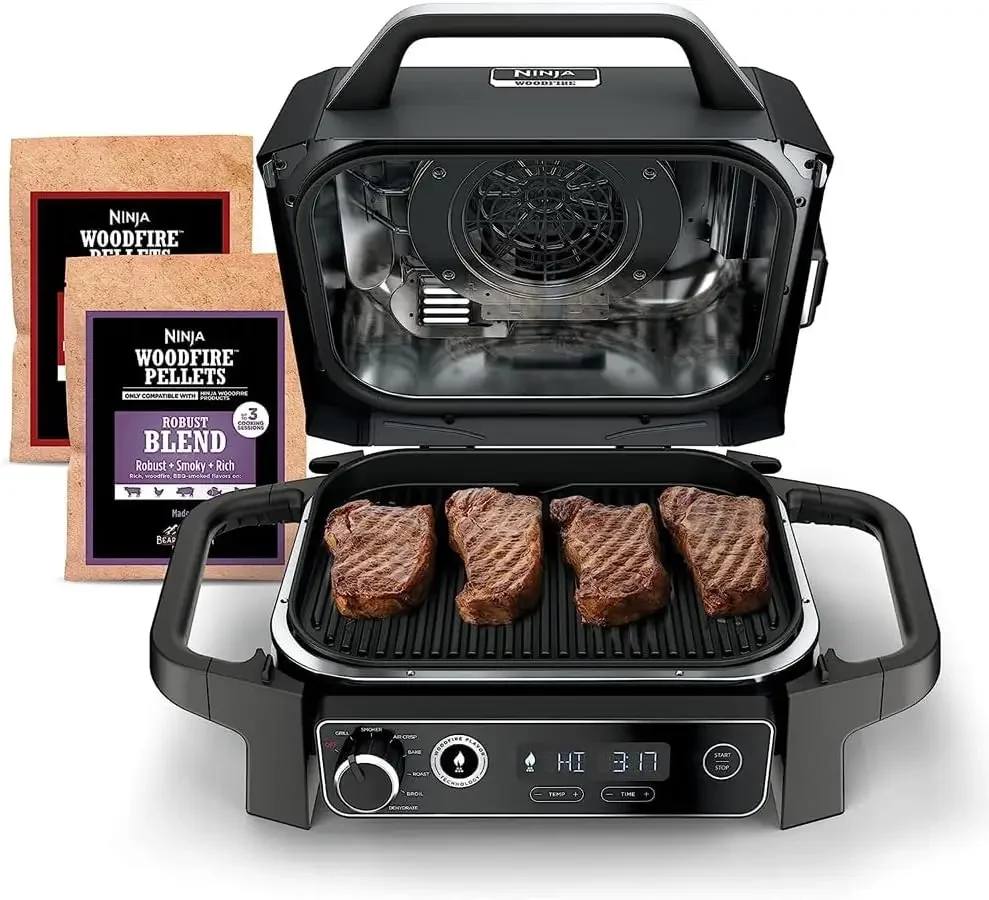 OG701 Woodfire Outdoor Grill & Smoker Air Fryer Bake Roast Broil uses Woodfire Pellets(1 Pack Included) Portable,(Renewed)