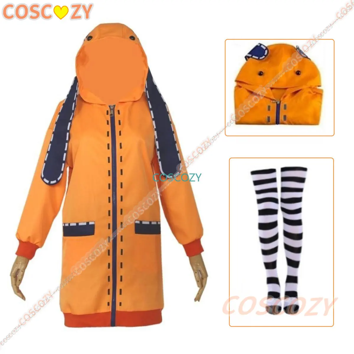 

Anime Kakegurui Yomoduki Runa Cosplay Costumes Hoodie Compulsive Gambler Hoodies Orange Coat Sock Suit Halloween Cosplay Costume