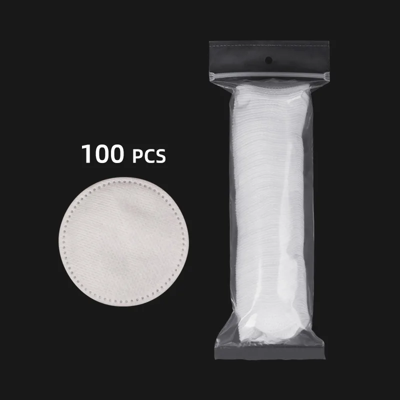 1 كيس 100 قطعة من وسادات إزالة المكياج الدائرية الناعمة والمسامية، وسادات قطنية على الوجهين، تستخدم لتنظيف الوجه اليومي #4
