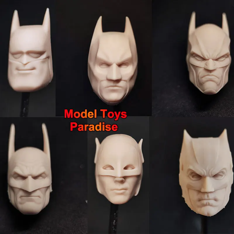 Unpainted 1/12 Soldier Batman Head Sculpt Ben Affleck Bale 1966 Animated Edition White Model Head Fit 6inch Action Figure Body