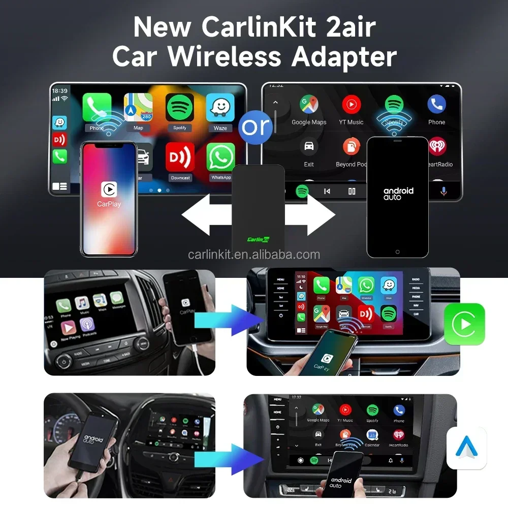 متوفر في المخزون ملحقات السيارات Carlinkit 5.0 2air Motos دراجة نارية لاسلكية Carplay نظام تحديد المواقع سيارة Play Ai Box أندرويد السيارات للدراجات النارية