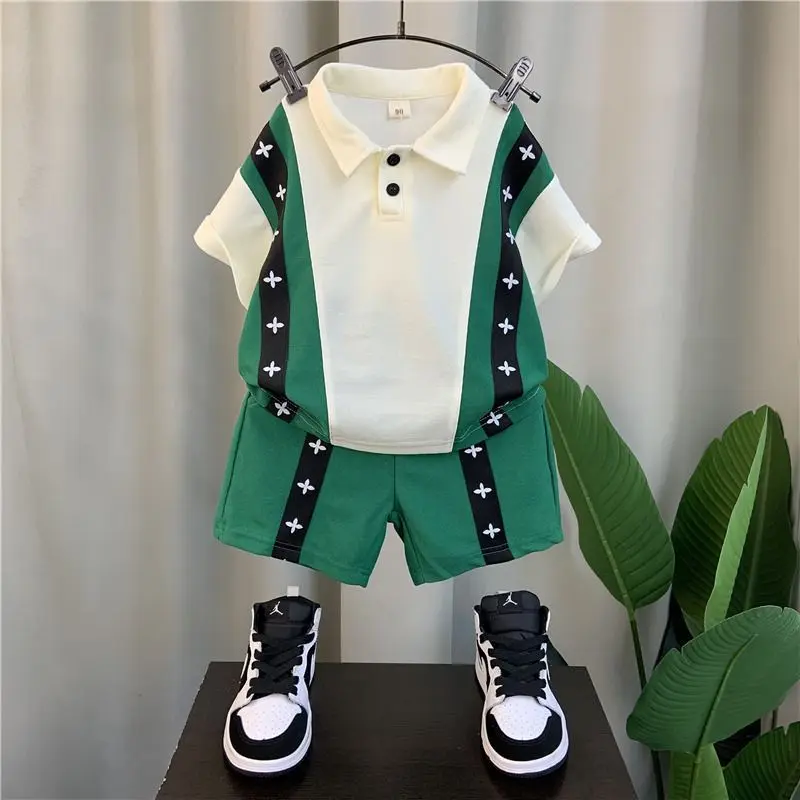 

Boys' Fashionable Casual Loose Set 2024 Summer New Middle and Big Children's Versatile and Fashionable Two Piece Set for Boys