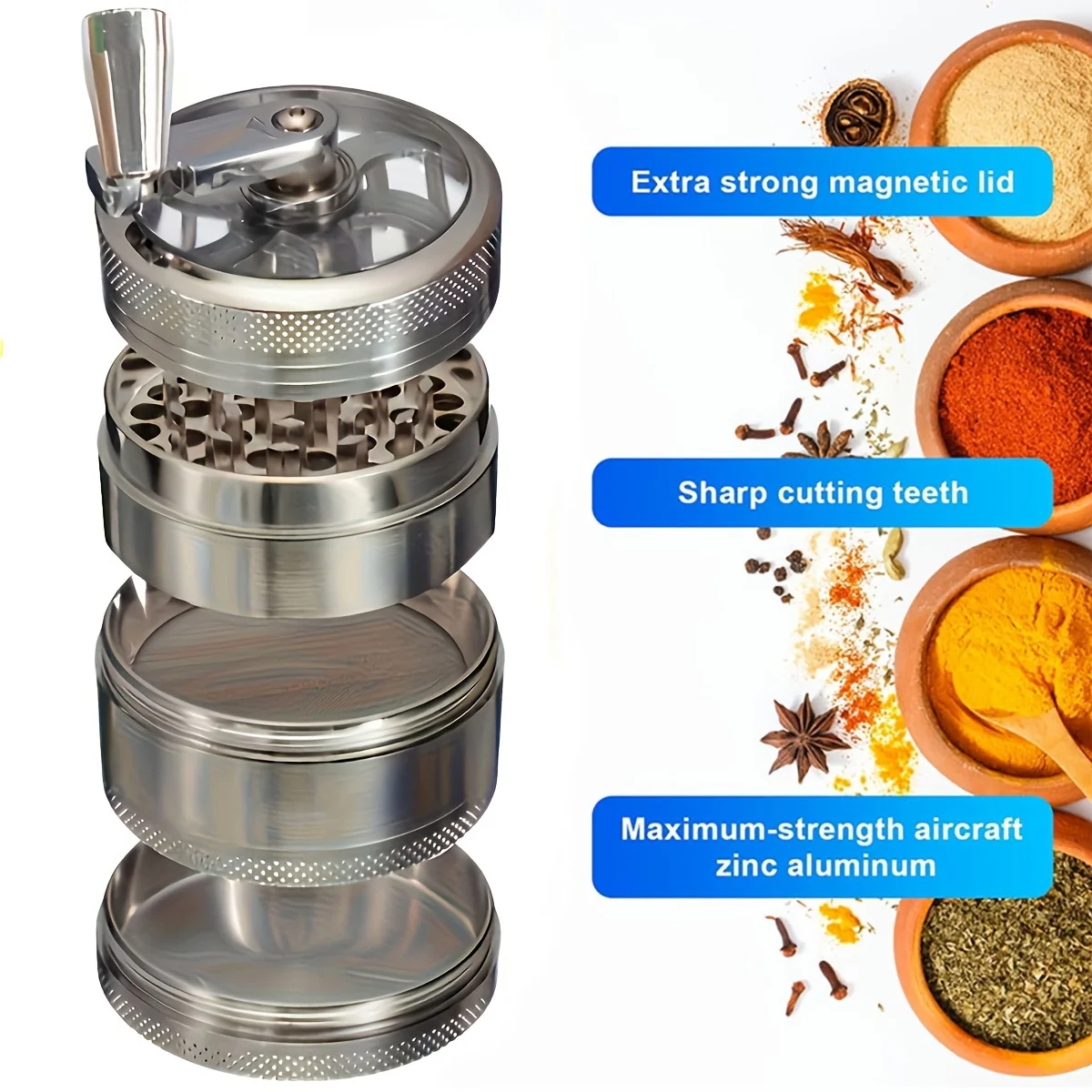 2Inch Grinder - Grain Grinder Mill Safety Spice Herb Grinder Superfine Powder Dry Cereals Pulverizer,Silvery or Black