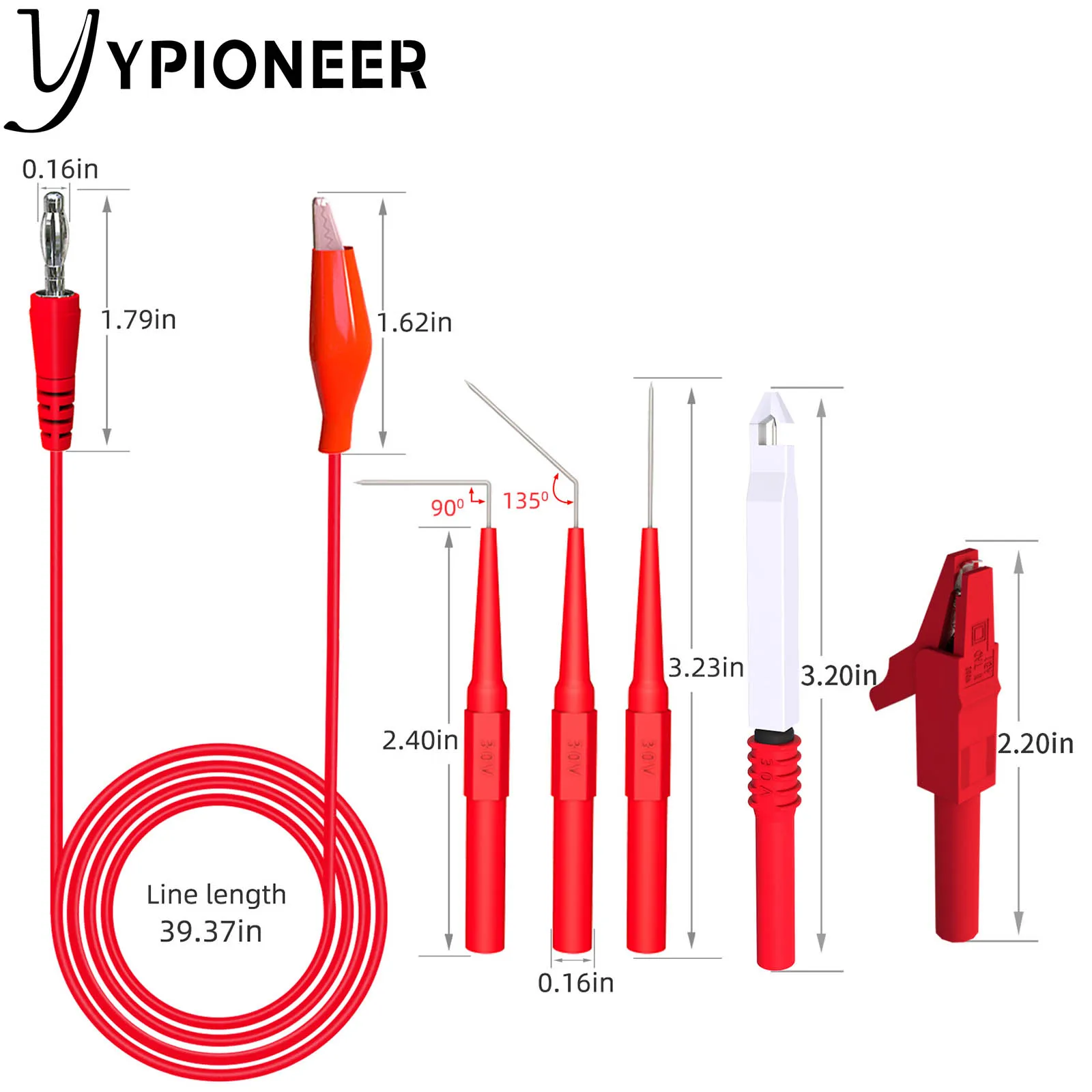 YPioneer P1920B مجموعة التحقيق الخلفي 30 قطعة الموز التوصيل إلى النحاس التمساح كليب موصلات اختبار السيارات مجموعة لتشخيص إصلاح السيارات
