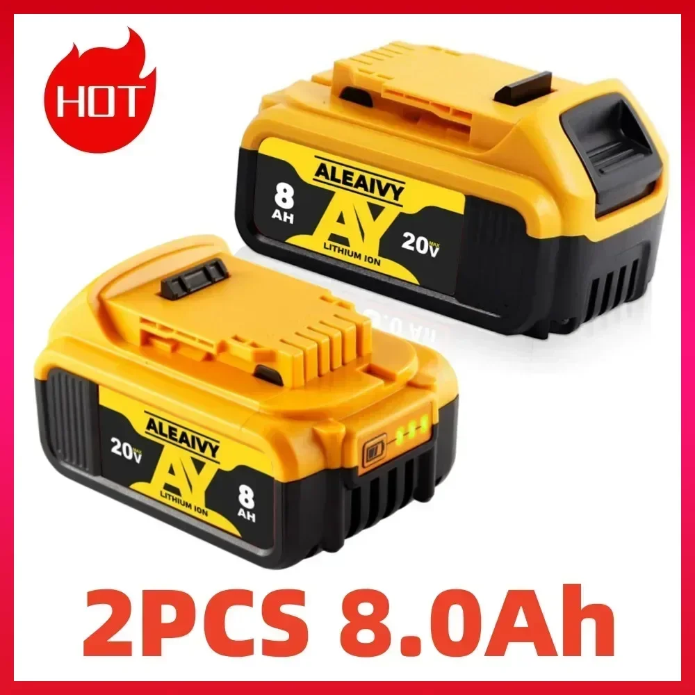 Replacement 18V 20Volt 6.0Ah 8.0Ah DCB200 Lithium Battery for DeWalt DCB205 DCB200 DCB184 Power Tool Batteries DCB112 Charger