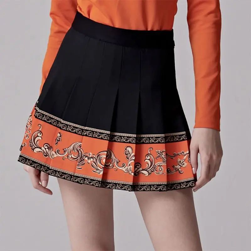 

New Golf Women's Color-Block Printed Pleated Skirt: Breathable, Quick-Drying, Perfect for the Course