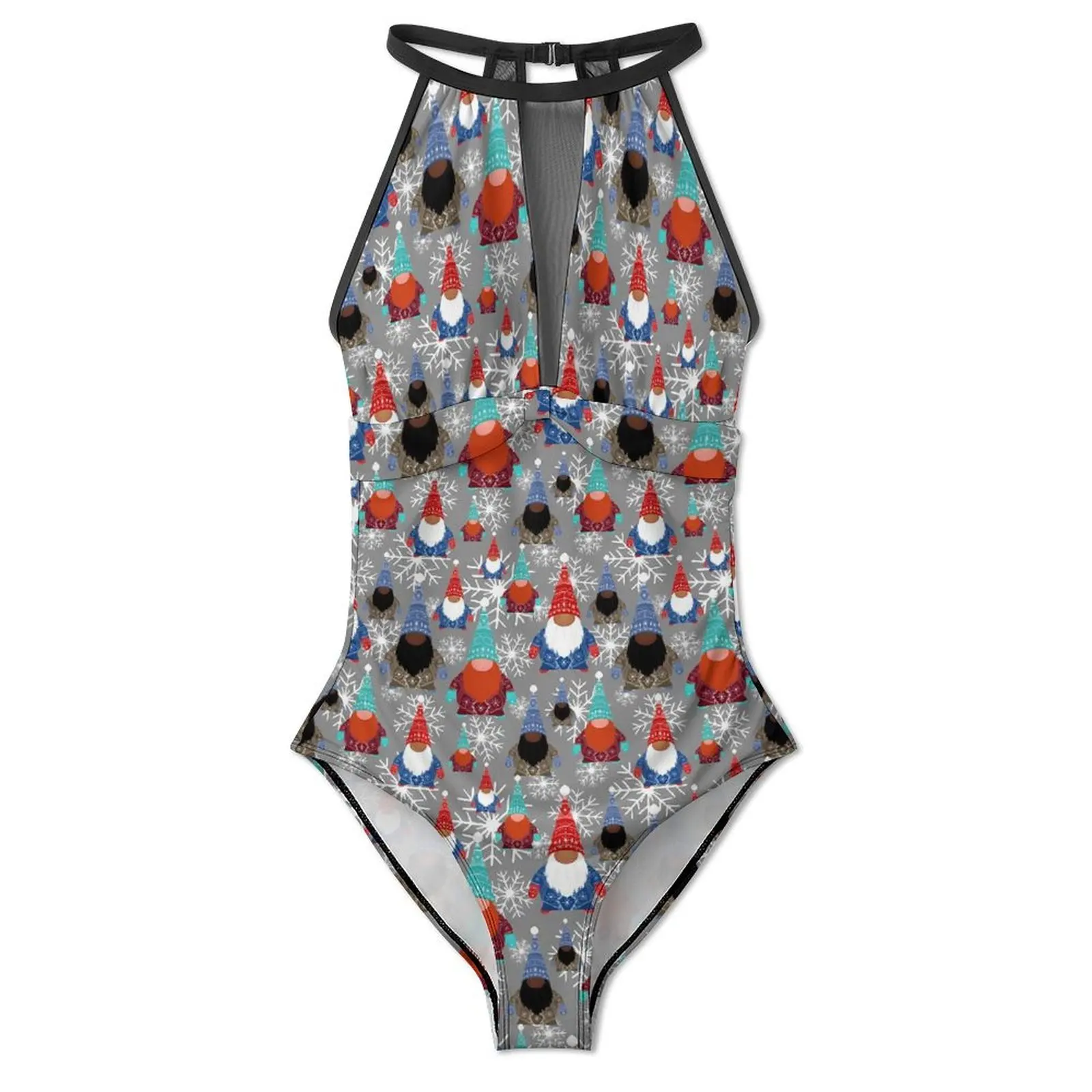 Gnomes Snowflake Christmas Swimsuit  One Piece Swimwear Push Up Fashion Bathing Suits Sexy Holiday Surf Graphic Beach Outfits