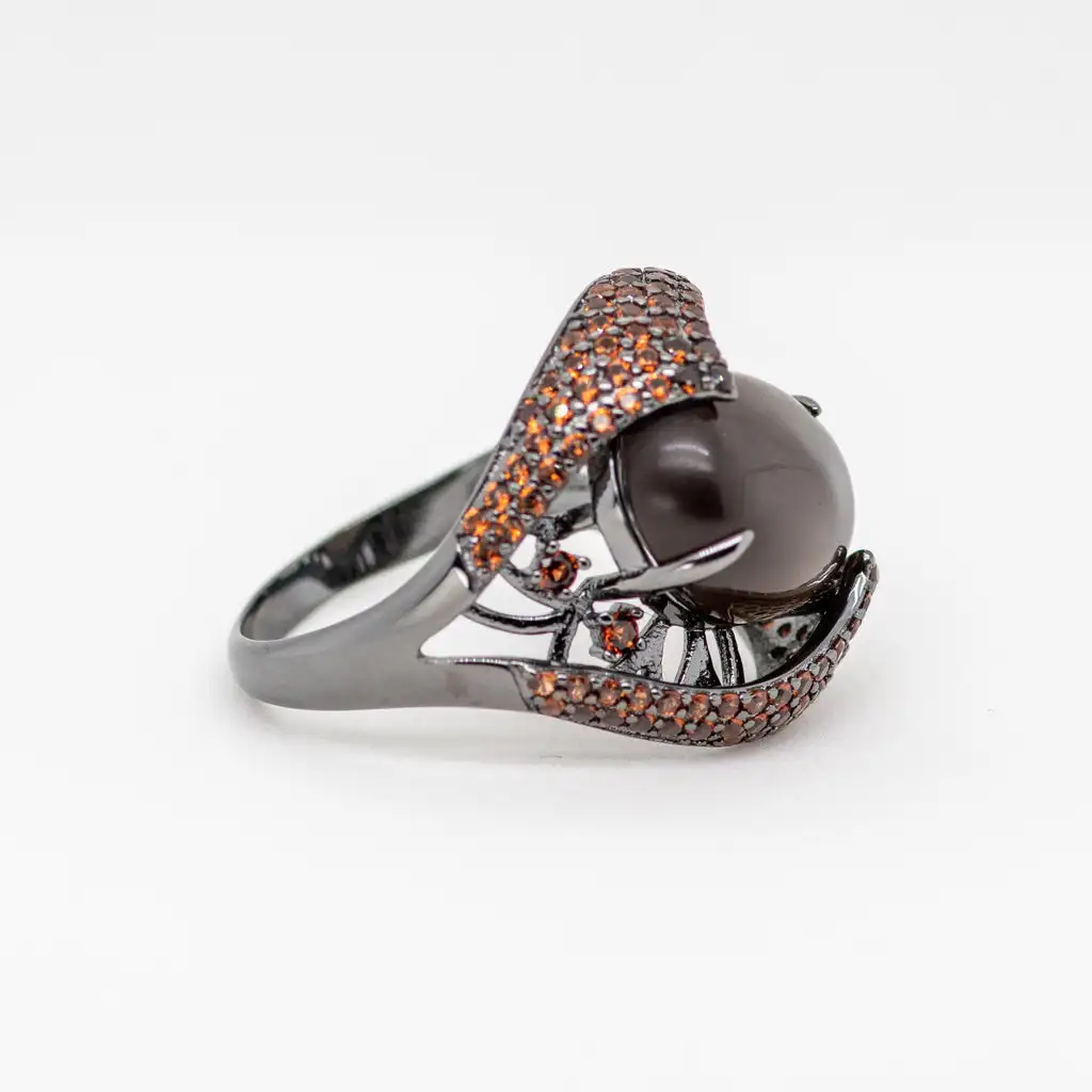 GEM\'S BALLET Natural Smoky Quartz Gemstone Cocktail Ring 925 Sterling Sliver Vintage Gothic Rings For Women Gift Party Jewelry