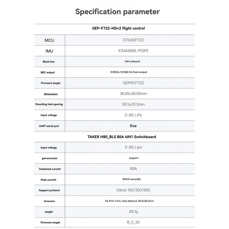 

LBER Taker F722 BLS 80A V2 Stack 80A 4IN1 ESC 16MB Black Box Data Analyze Record Flight Data Plug XT60 Play Racing FPV Drone