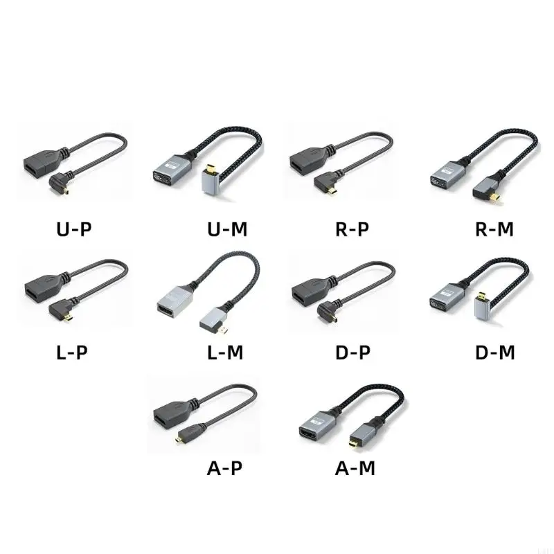 L41F Женский до мужского кабеля видеокарты 4K60H 90Degree Elbow 3840x2160p Прозрачная и быстрая скорость для проектора, экрана