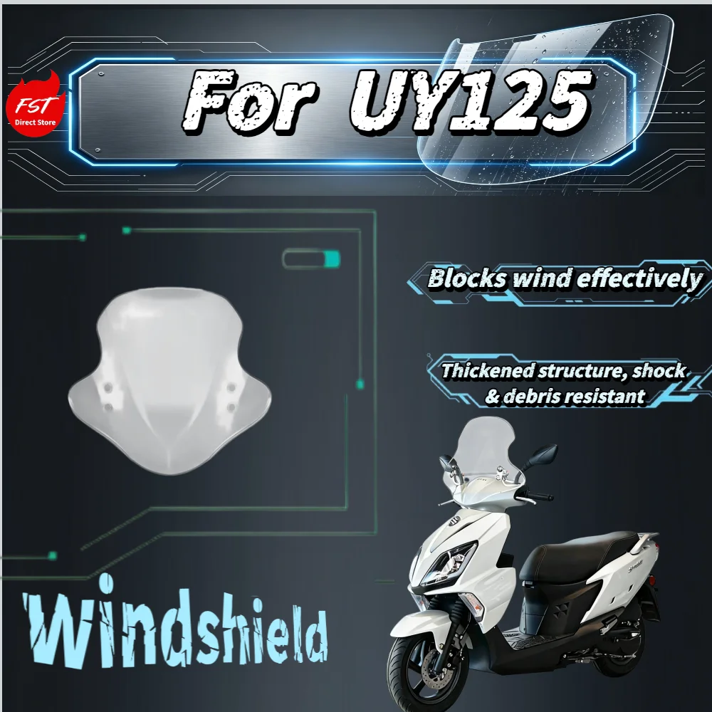 

For UY125 Motorcycle High Toughness PC Front Windscreen, Anti-scratch Wear Resistant Wind Deflector Panel