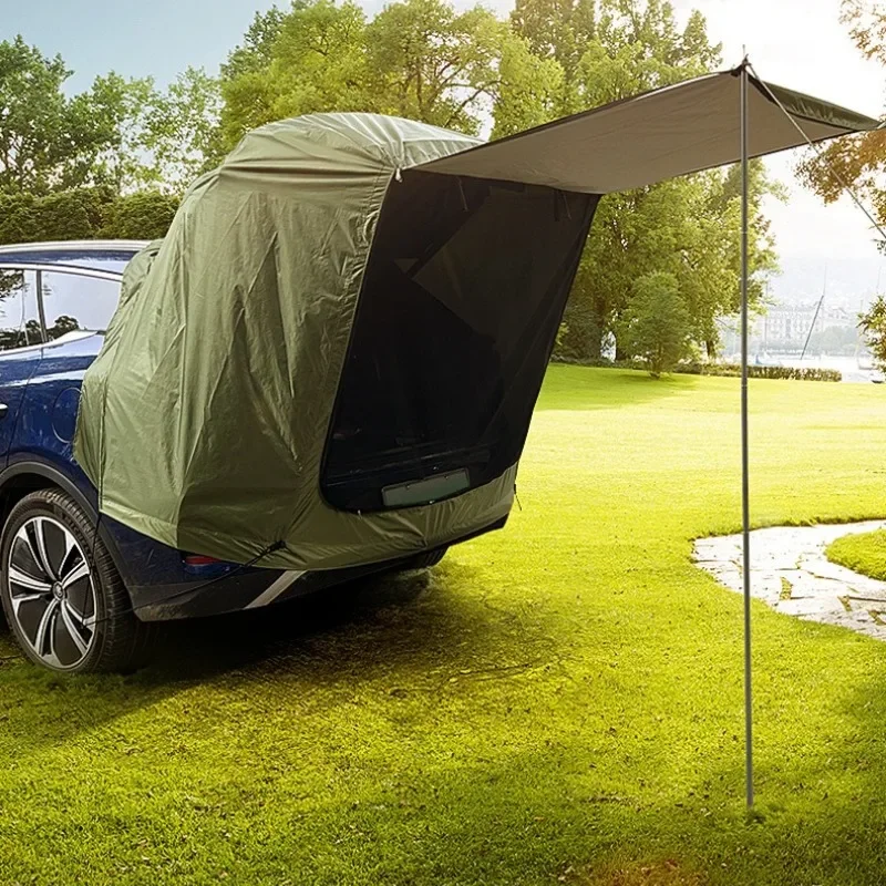 New Camping Tent Kits SUV Cabana Tent with Awning Shade Large Space Wide Vision Car Tailgate Tear-resistant Tent RearTent