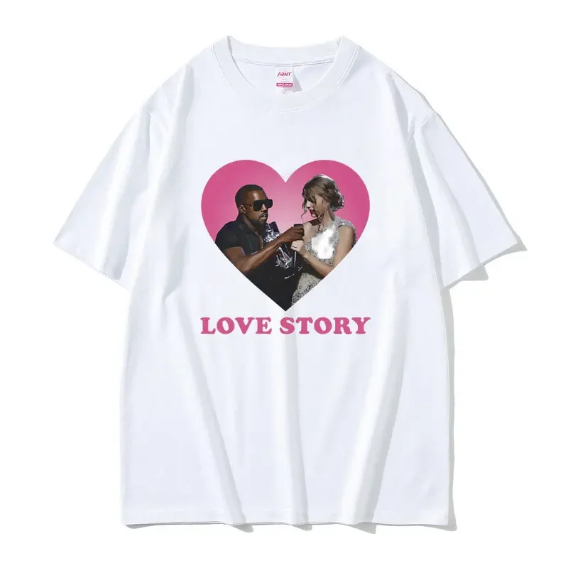 Camiseta con estampado de rapero Kanye West para hombre y mujer, camisa de gran tamaño con estampado de la cantante Taylor Love Story, ropa de calle de Hip Hop