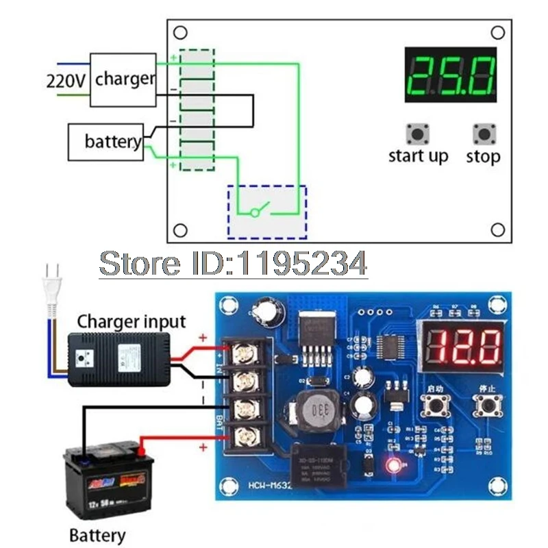 1pcs XH-M603 Battery Lithium Battery Charge Control Module Battery Charge Control Protection Switch 12 24V