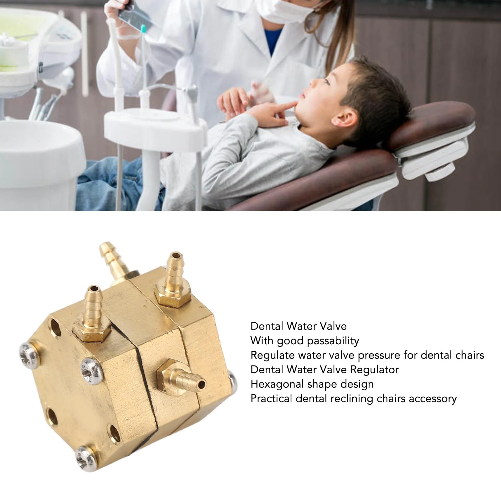 C9 3mm Hexagonal Dental Water Pressure Regulator High Passability Copper Dental Water Valve for Dental Chairs