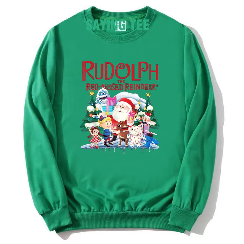Niedlicher Rudolph die rote Nase Rentier Pullower Pullover Weihnachten spezielle Weihnachts kostüm Langarm T-Shirt Urlaub Weihnachten Sweatshirt – Detail 9
