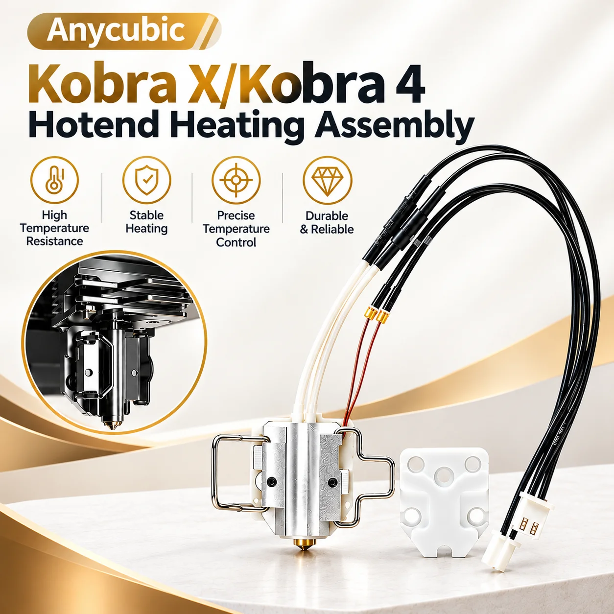 Upgrade For Kobra X/Kobra 4 Hotend  Zirconia Ceramic Heater Thermistor Heating Assembly For Kobra X 3D Printer Parts