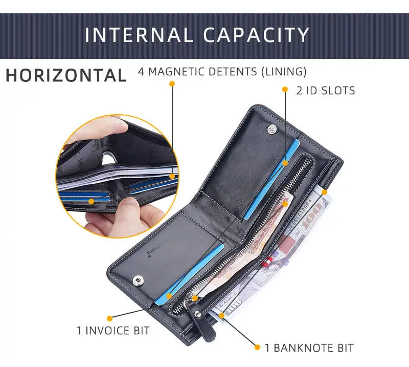 Men's Short Wallet PU Leather Slim Bifold Multi-card Holder Wallets Large Capacity Rfid Blocking Cash Purse With ID Window