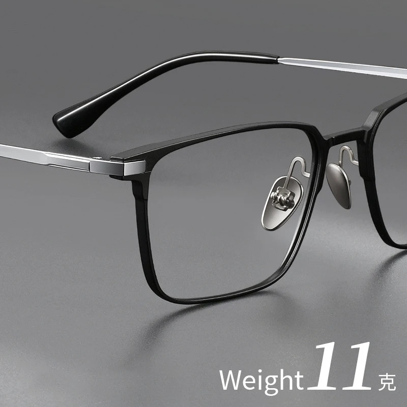 Xbora Ultra-Light Fashion Men\'s Square Glasses Luxurious Pure Titanium Large Size Optical Prescription Glasses Frames 87011