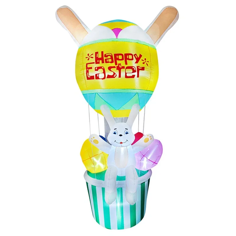 Ballon à air chaud gonflable de Pâques avec lumières LED intégrées, décorations extérieures, œufs de lapin de Pâques, jouets gonflables de vacances, 9 pieds