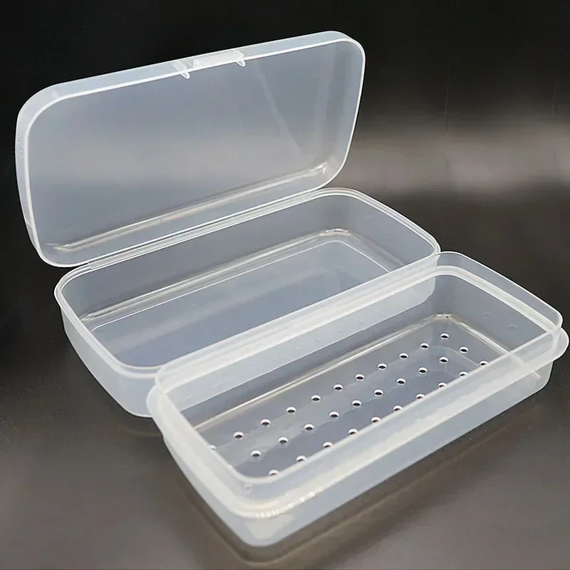 Nail Art Tool Sterilizing Tray Clear Dustproof Organizer Storage Case Disinfection Box for Manicure Tool Tweezers Salon