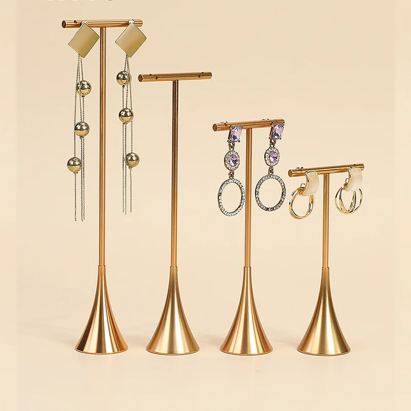 

Metal T Bar Earring Display Stand for Shop Selling Stud Earrings Storage Holder Dangle Jewelry Ring Photography Organizer Hanger
