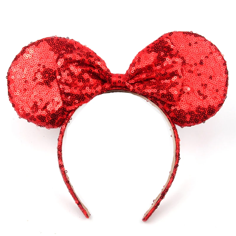 Hairs Bows Red Green Minnie Mouse Ears Headband Festival DIY Accessories Hairband Christmas Sequin Hair Bows Girls Women Gift